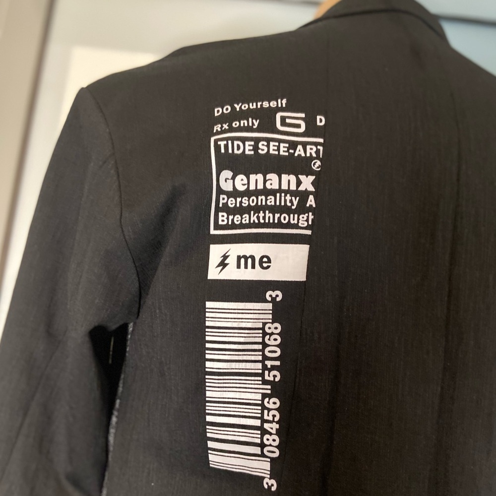 Geranx Men’s Style~Asymmetric~Color Block~Graphic~Belt~Trench/Suit Coat~Size XL - Picture 12 of 16